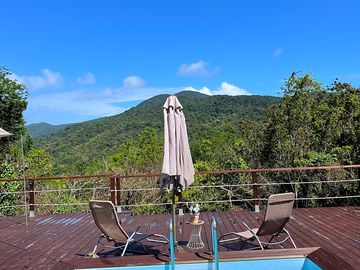 Terrace with pool overlooking the mamelles hiking area