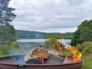 Firepit and view across the lake