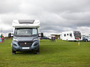 On our new 'ehu runways' in the middle of the camping field. easy to drive on & off!