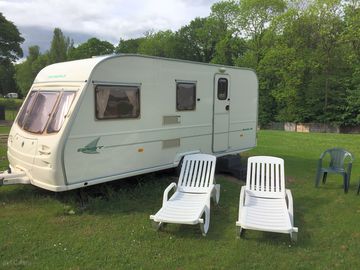 Outside the club house caravan