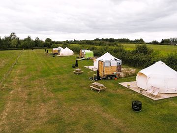 Drone view of the site. photo taken by boutique camping.