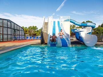 Water slides at the outdoor swimming pool