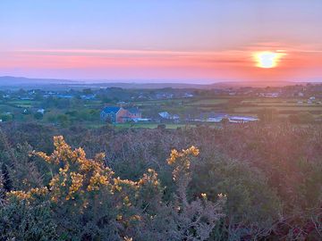 Sunset view of st ives from chycarne moor behind the farm