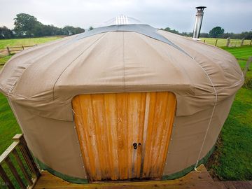 Outside a yurt