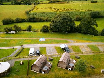 Overhead view of baystone bank farm campsite