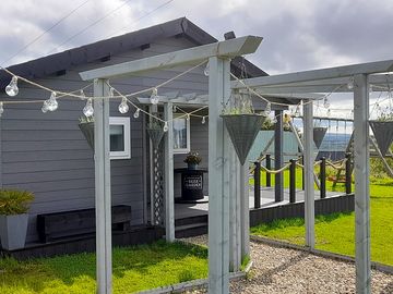 Side view of entrance to the cabin