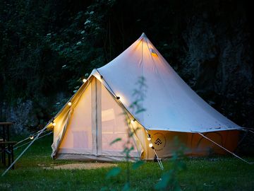 Bell tent at night