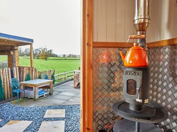 The stove and the outdoor area