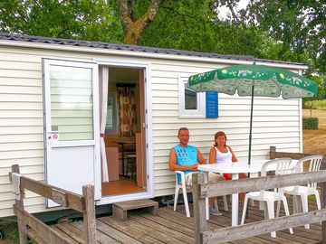 Sitting on a caravan terrace