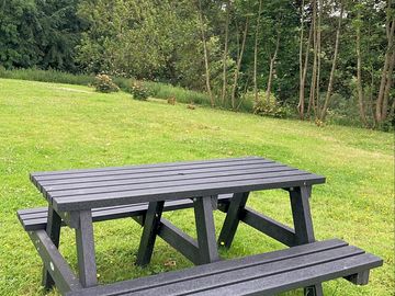 Picnic area and space for dogs to have a walk