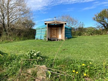 Hilltop yurt in spring
