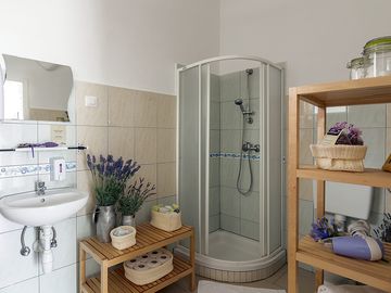 Nicely decorated shared bathrooms