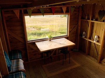 Dining area in the cabin.