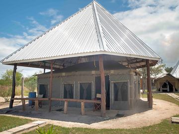 Exterior view of the safari tent