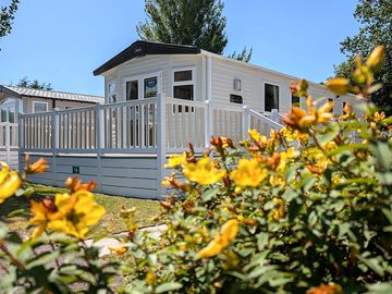 Beech static caravan with decking