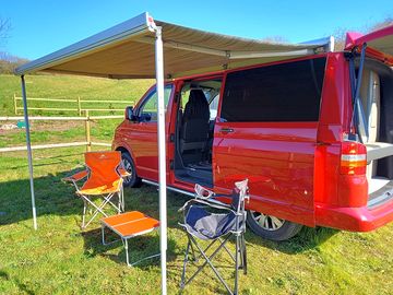 Campers set up on site