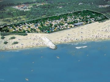 Aerial view of the site and beach