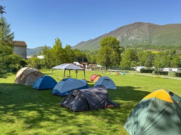 Tent pitches with mountain views