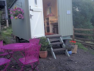 Outside the shepherd's hut