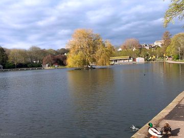 The boating lake across the road
