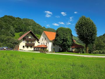 Farm building and the field