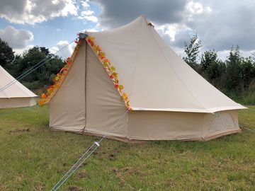The outside of the bell tent