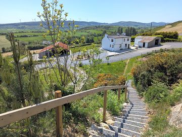 Steps up to the private campsite