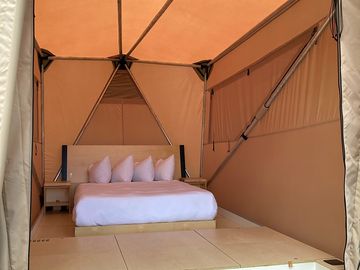 Simple interior with a large bed