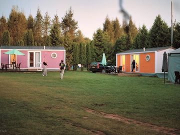 Mobile homes at sunset