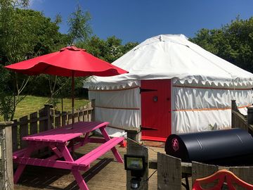 Private decked area with bbq
