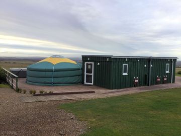 Yurt with kitchen and bathroom unit