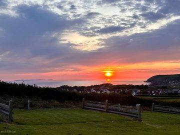 View across the pitches to the sea