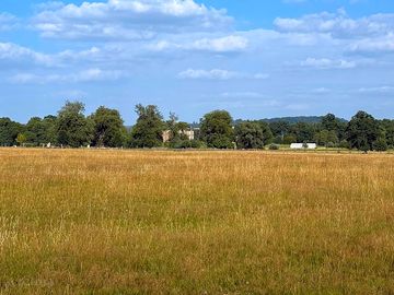 View of stanford hall from our dog walk.