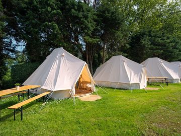 Around the tents