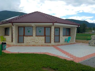 Outside the amenities block