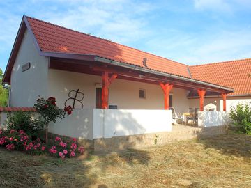 Covered terrace with countryside views