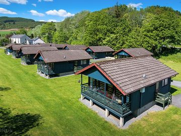 Aerial view of the two-bedroom lodges