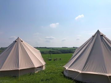 Tent pitched together for groups or families