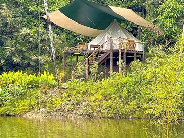Bell tent next to the lake