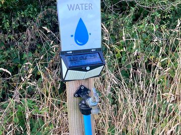 Water tap uses a borehole that waters the polytunnel and house