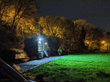 Campervan pitch at night