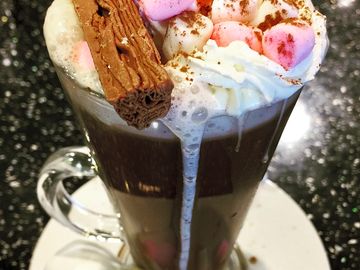 Luxury hot chocolate from the on-site café