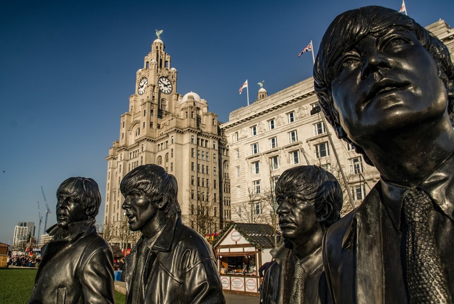 The Beatles iconic monument on the waterfront in Liverpool (atanaspaskalev/Pixabay)