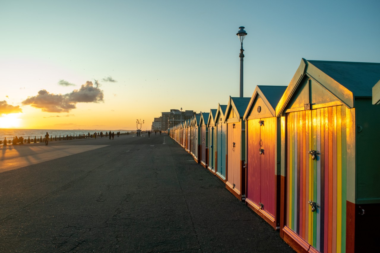 Colourful beach huts in East Sussex Colourful beach huts in East Sussex