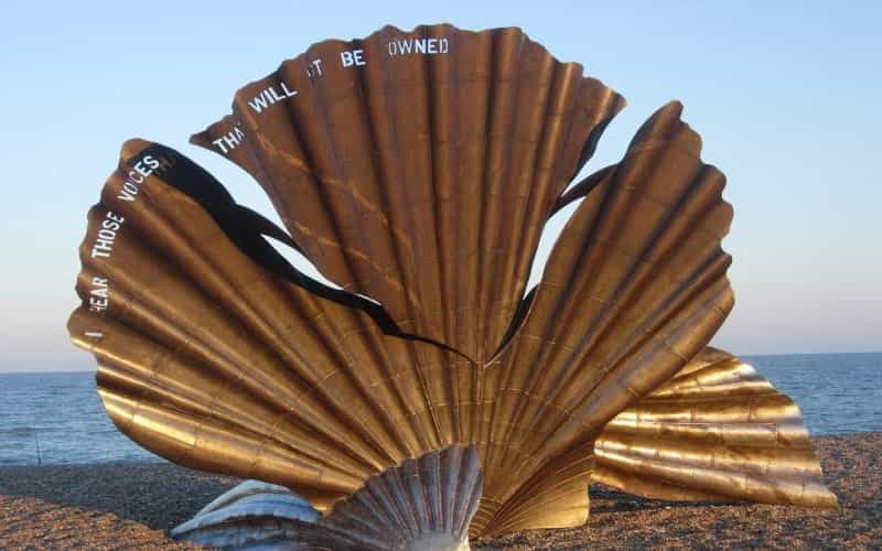 Maggi Hambling’s Scallop sculpture on Aldeburgh Beach