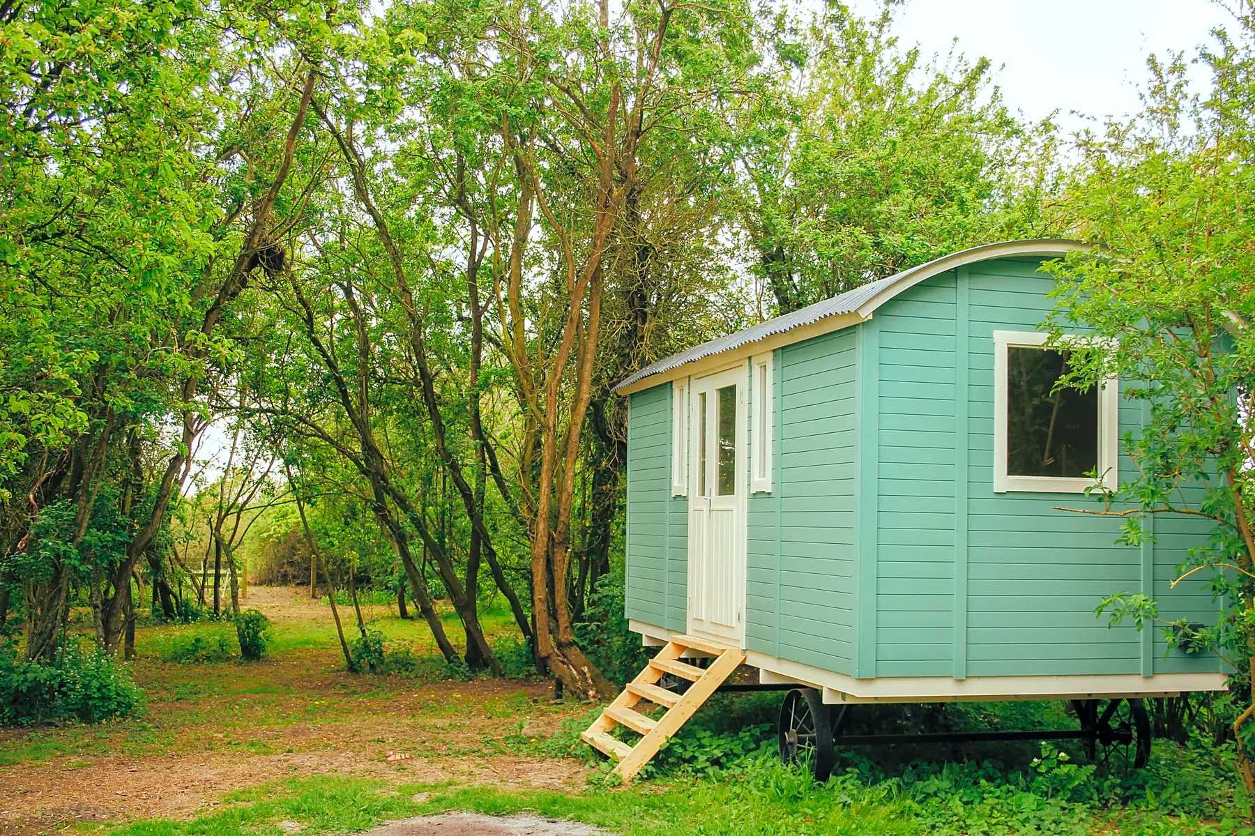 A shepherd's hut is a cosy and convenient option for an outdoor stay