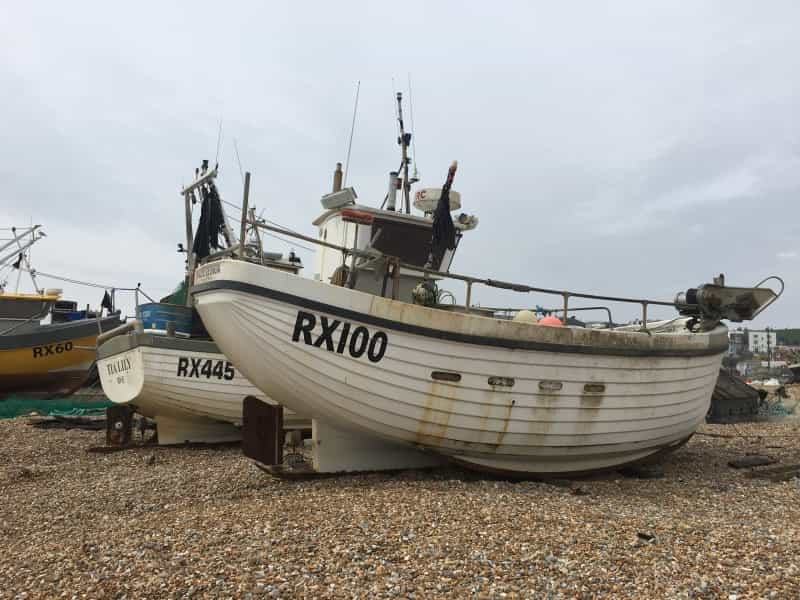 Fishing boats on the beach at Hastings Fishing boats on the beach at Hastings